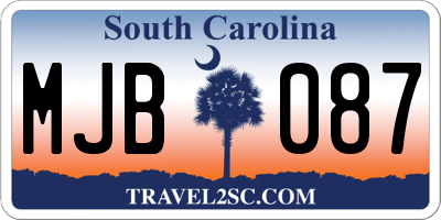 SC license plate MJB087