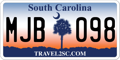 SC license plate MJB098
