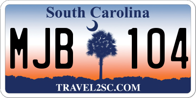 SC license plate MJB104