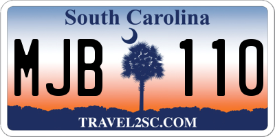 SC license plate MJB110