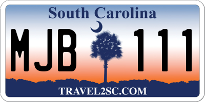 SC license plate MJB111
