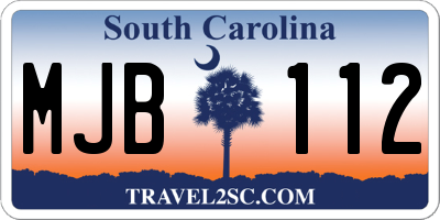 SC license plate MJB112