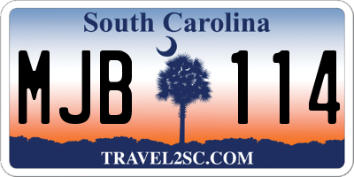 SC license plate MJB114