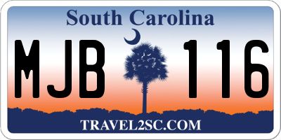 SC license plate MJB116