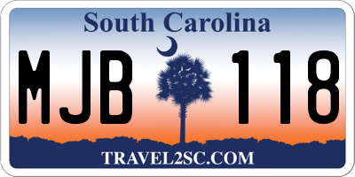 SC license plate MJB118