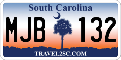 SC license plate MJB132