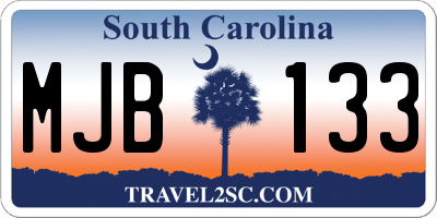 SC license plate MJB133