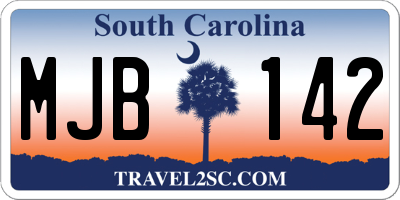SC license plate MJB142