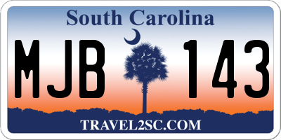 SC license plate MJB143