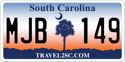 SC license plate MJB149