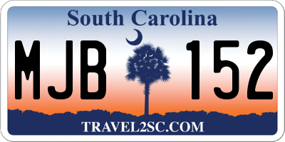 SC license plate MJB152