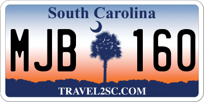 SC license plate MJB160
