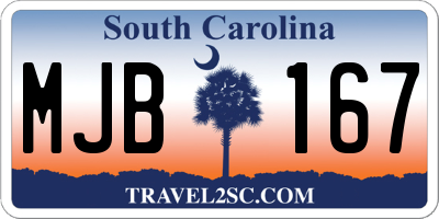 SC license plate MJB167