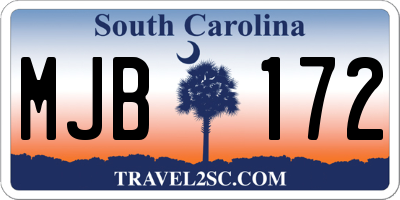 SC license plate MJB172
