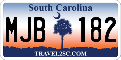 SC license plate MJB182