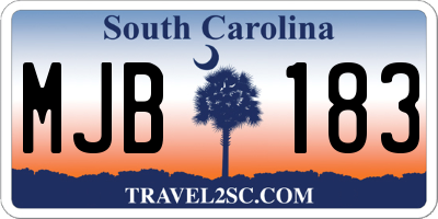 SC license plate MJB183