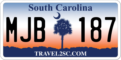 SC license plate MJB187