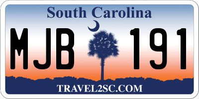 SC license plate MJB191