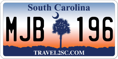 SC license plate MJB196