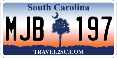 SC license plate MJB197
