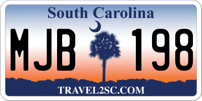 SC license plate MJB198