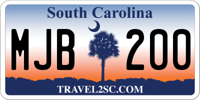 SC license plate MJB200