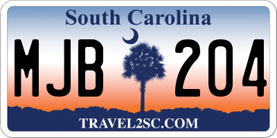 SC license plate MJB204