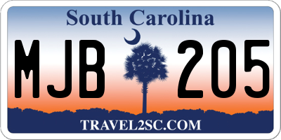 SC license plate MJB205