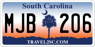 SC license plate MJB206