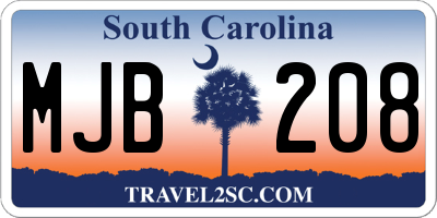 SC license plate MJB208