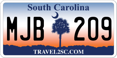 SC license plate MJB209