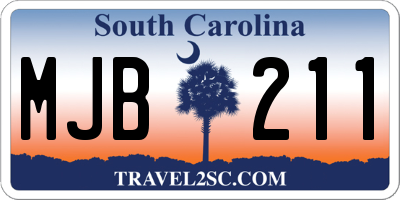 SC license plate MJB211