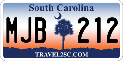 SC license plate MJB212