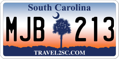 SC license plate MJB213