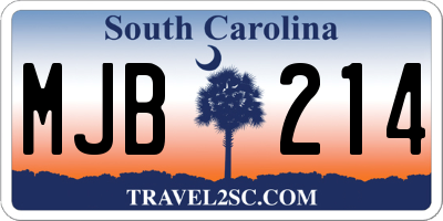 SC license plate MJB214