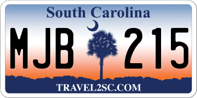 SC license plate MJB215