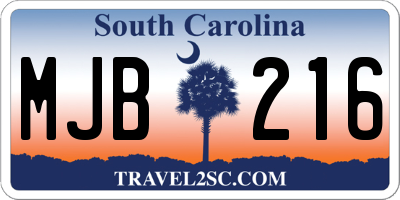 SC license plate MJB216
