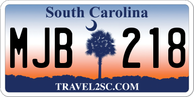 SC license plate MJB218