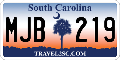 SC license plate MJB219