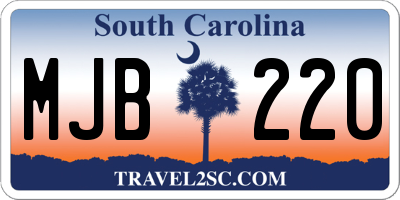 SC license plate MJB220