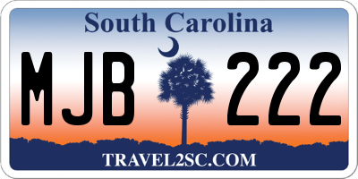 SC license plate MJB222