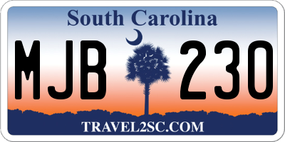 SC license plate MJB230