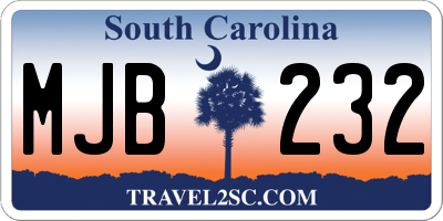 SC license plate MJB232