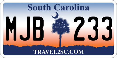 SC license plate MJB233