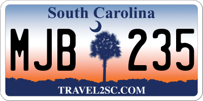 SC license plate MJB235