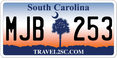 SC license plate MJB253