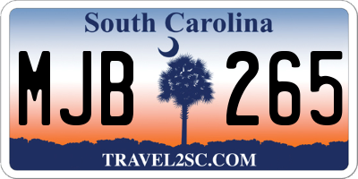 SC license plate MJB265