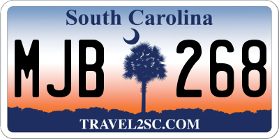 SC license plate MJB268
