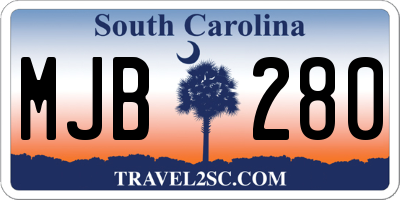 SC license plate MJB280