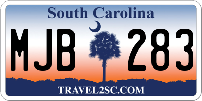 SC license plate MJB283